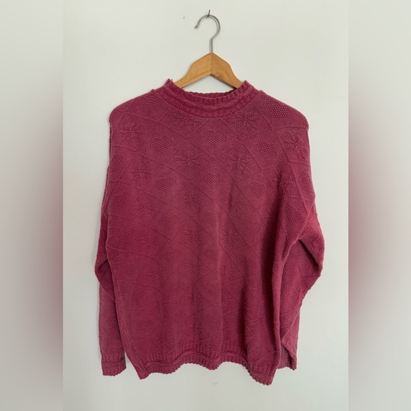 Vintage Cabin Creek Knit Sweater Pink Hearts - Picture 1 of 6